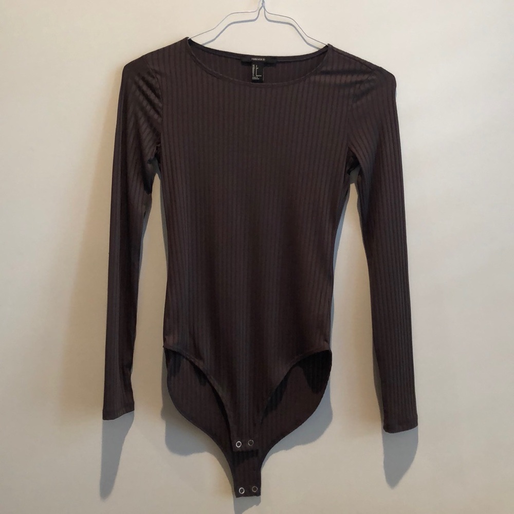 Dark Grey Long-Sleeved Bodysuit